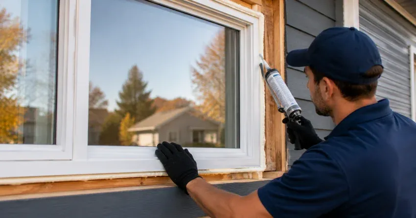 technician installing a new vinyl window in Thornhill