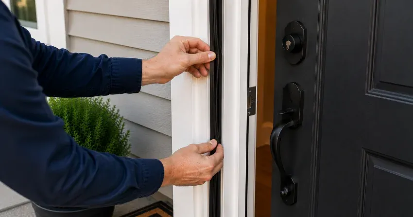 technician performing light test on door seal in German Mills, Thornhill