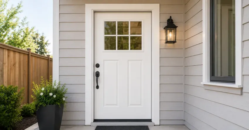 technician installing exterior door frame in Langstaff, Thornhill