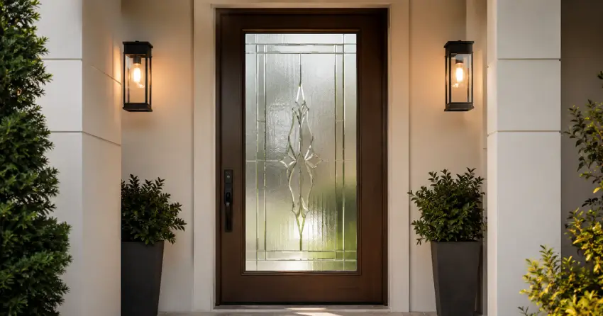 decorative frosted glass panel installed in a front door in Thornhill