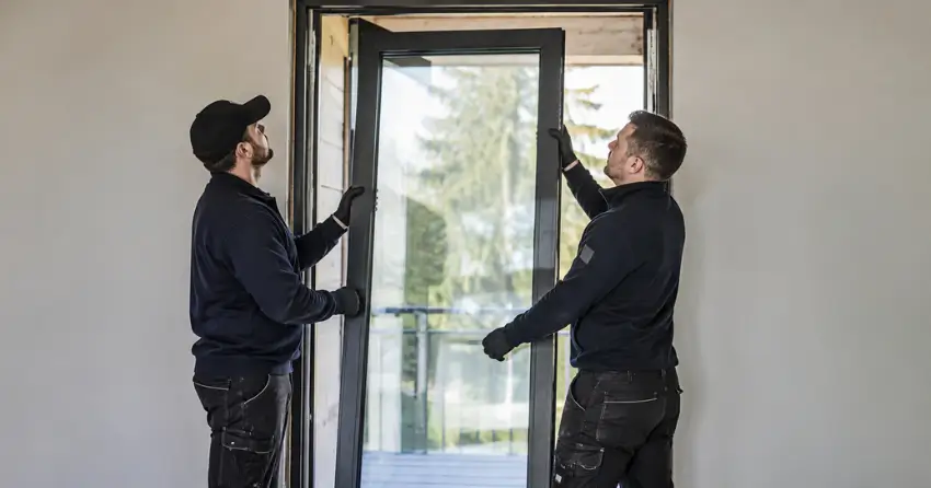 new glass panel being fitted into door frame in Langstaff, Thornhill
